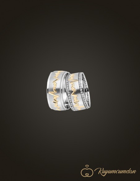 925 Ayar El İşi Altın Kaplama Gümüş Alyans Model 38