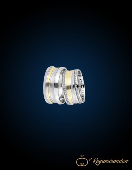 925 Ayar El İşi Altın Kaplama Gümüş Alyans Model 39