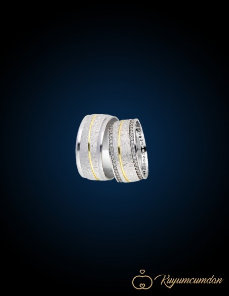 925 Ayar El İşi Altın Kaplama Gümüş Alyans Model 40