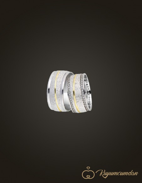 925 Ayar El İşi Altın Kaplama Gümüş Alyans Model 40