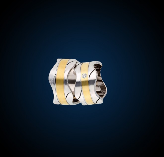 925 Ayar El İşi Altın Kaplama Gümüş Alyans Model 41