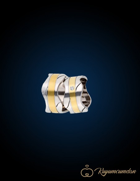 925 Ayar El İşi Altın Kaplama Gümüş Alyans Model 41