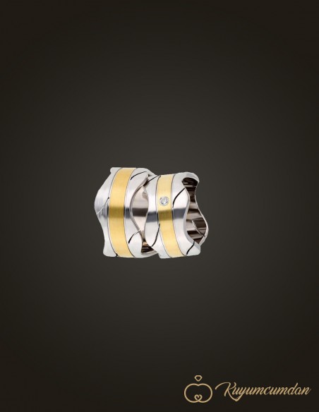 925 Ayar El İşi Altın Kaplama Gümüş Alyans Model 41