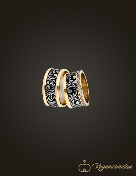 925 Ayar El İşi Altın Kaplama Gümüş Alyans Model 44