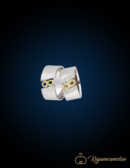 925 Ayar El İşi Altın Kaplama Gümüş Alyans Model 45