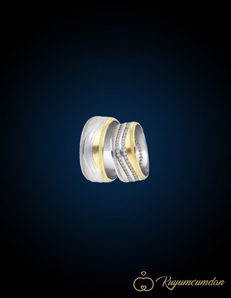 925 Ayar El İşi Altın Kaplama Gümüş Alyans Model 46