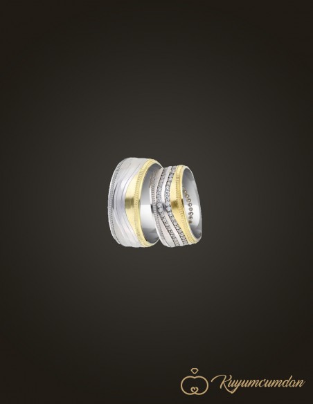 925 Ayar El İşi Altın Kaplama Gümüş Alyans Model 46