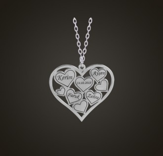 Kalplerle Dolu Kalp Çerçeve İsim Tarih Kişiye Özel Yüzük 2