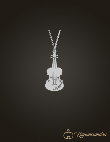 Keman Motifli İsimli Kolye