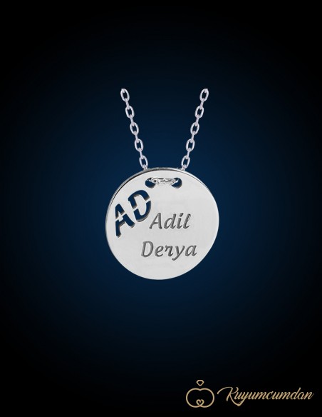 Çift Harf Çift İsim Yuvarlak Sade Kolye
