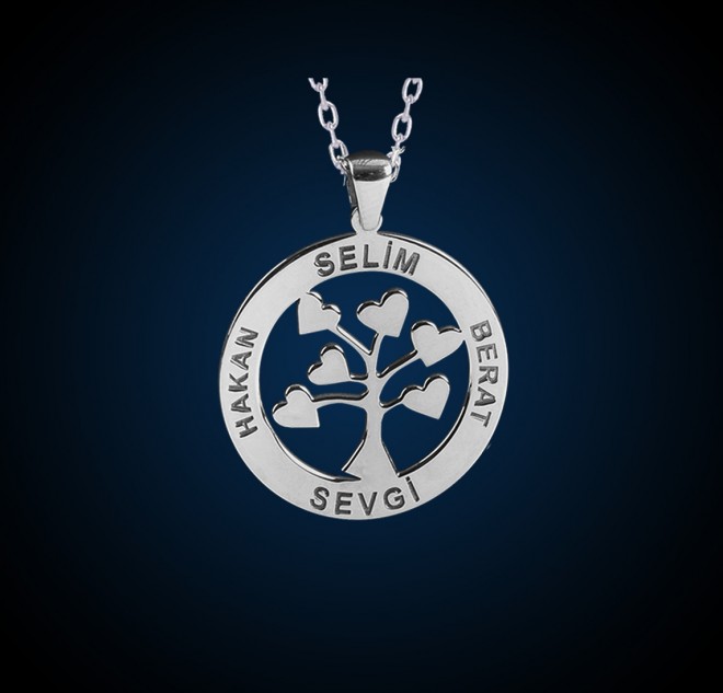 Kalp Ağaçlı Çoklu İsim Kolye