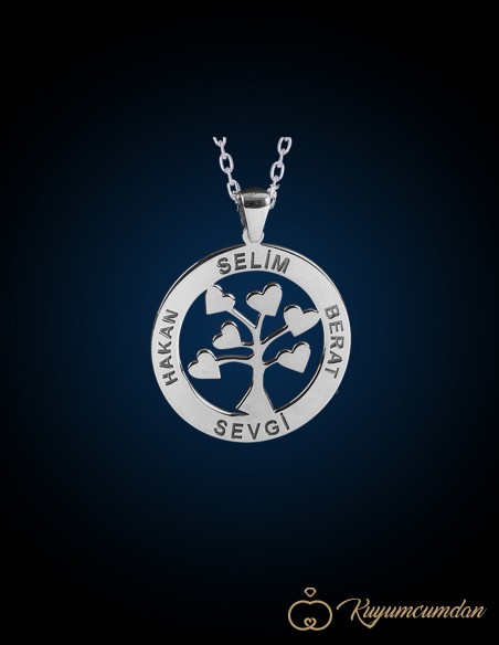 Kalp Ağaçlı Çoklu İsim Kolye