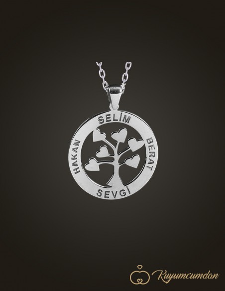 Kalp Ağaçlı Çoklu İsim Kolye