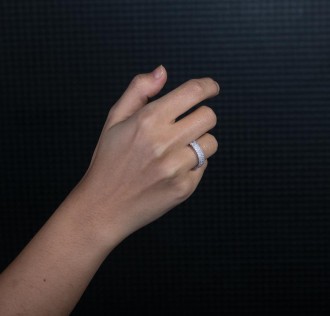 3 Sıra Taşlı Gümüş Kadın Yüzük 2