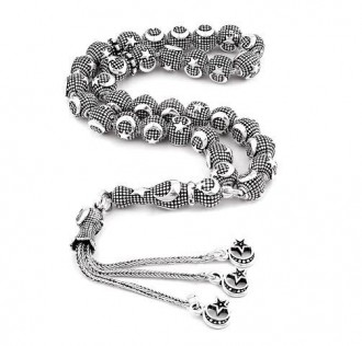 925 Ayar Gümüş Ayyıldız Tasarım Tesbih