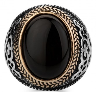 925 Ayar Gümüş Siyah Oniks Taşlı Erkek Yüzüğü 2