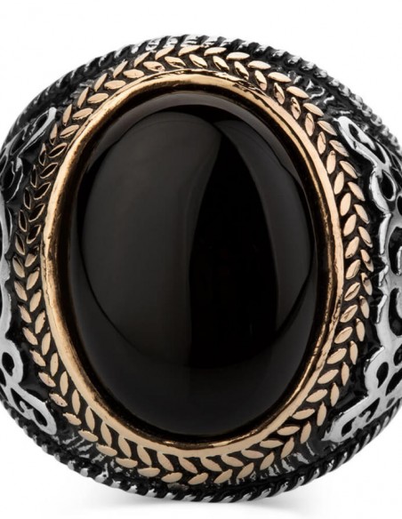 925 Ayar Gümüş Siyah Oniks Taşlı Erkek Yüzüğü