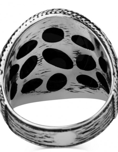 925 Ayar Gümüş Siyah Oniks Taşlı Erkek Yüzüğü