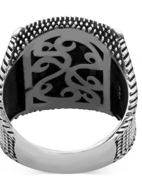 925 Ayar Gümüş Siyah Oniks Taşlı Vavlı Erkek Yüzük