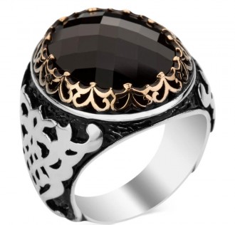 925 Ayar Gümüş Siyah Zirkon Taşlı Erkek Yüzüğü