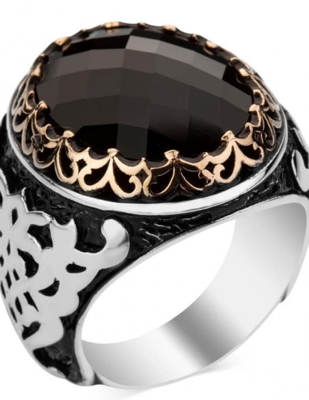 925 Ayar Gümüş Siyah Zirkon Taşlı Erkek Yüzüğü