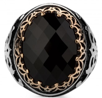 925 Ayar Gümüş Siyah Zirkon Taşlı Erkek Yüzüğü 2