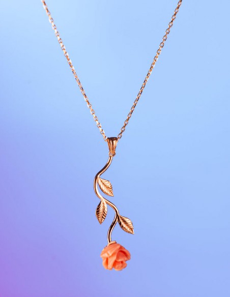 925 Ayar Gümüş Zarif Pembe Gül Kolye