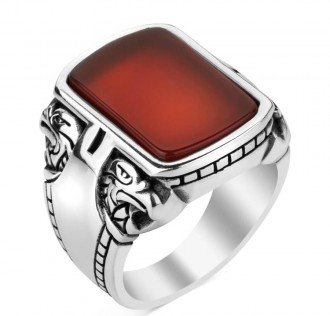 Akik Taşlı 925 Ayar Gümüş Yüzük