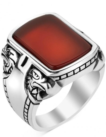 Akik Taşlı 925 Ayar Gümüş Yüzük