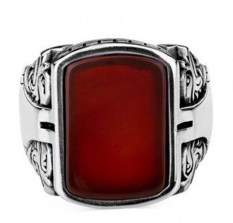 Akik Taşlı 925 Ayar Gümüş Yüzük 2