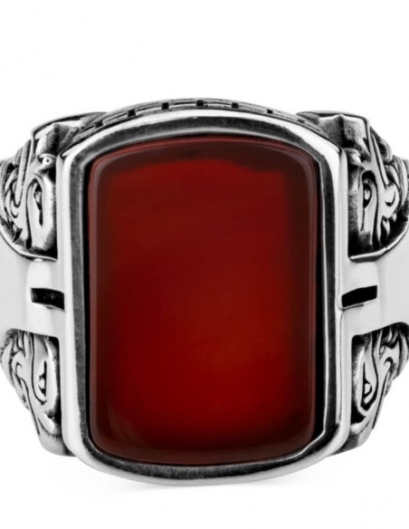 Akik Taşlı 925 Ayar Gümüş Yüzük