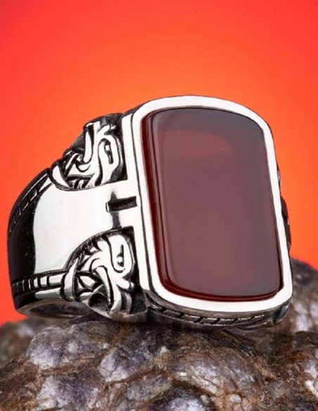 Akik Taşlı 925 Ayar Gümüş Yüzük