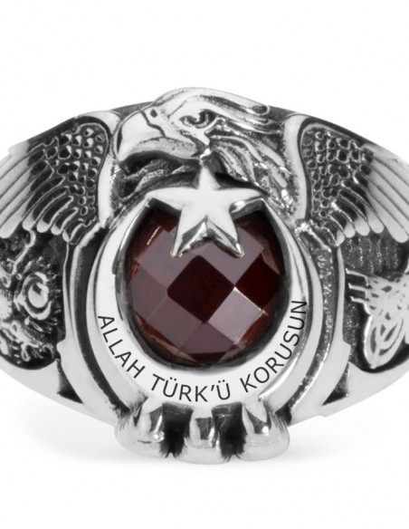 Allah Türkü Korusun Kartal Başlı Osmanlı Gümüş Yüzük