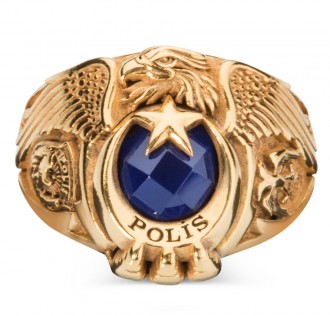 Altın Kaplama Tek Kartal Başlı Selçuklu Kartallı Polis Yüzüğü