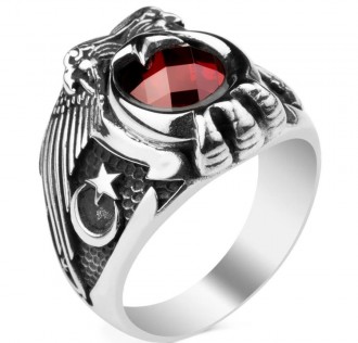 Ay Yıldızlı Çift Kartal Başlı Uzman Çavuş Yüzüğü 2