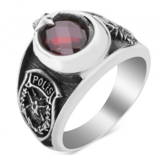 Ay Yıldızlı Osmanlı Armalı Polis Özel Harekat Yüzüğü 2