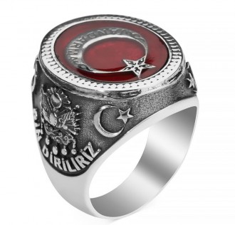 Bir Ölür Bin Diriliriz Yazılı Jandarma Yüzüğü