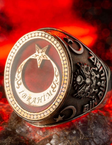 Bir Ölür Bin Diriliriz Yazılı Kişiye Özel Gümüş Yüzük