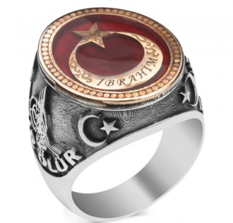 Bir Ölür Bin Diriliriz Yazılı Kişiye Özel Gümüş Yüzük 2