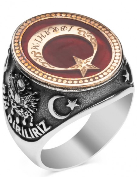 Bir Ölür Bin Diriliriz Yazılı Kişiye Özel Gümüş Yüzük