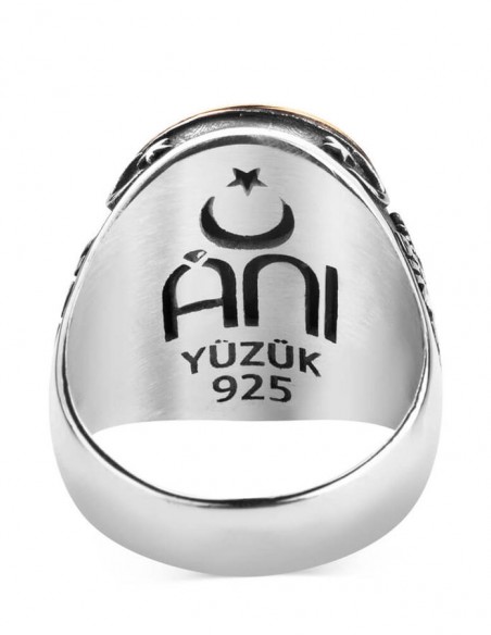 Bir Ölür Bin Diriliriz Yazılı Oğuz Kağan Mührü Gümüş Erkek Yüzük