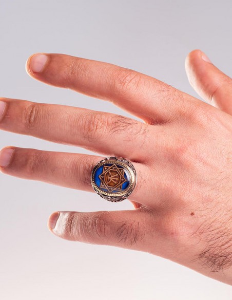 Bir Ölür Bin Diriliriz Yazılı Oğuz Kağan Mührü Gümüş Erkek Yüzük