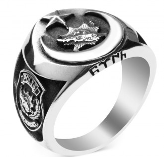 Bozkurt Motifli Taşsız Polis Özel Harekat Yüzüğü 2