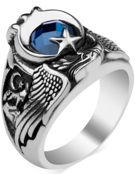 Bozkurtlu Tek Kartal Başlı Astsubay Yüzüğü