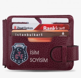 CTE Adalet Bakanlığı Baskılı İsim Yazılı Para Tokalı Cüzdan Bordo