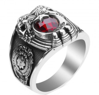 Çift Kartal Başlı Göktürkçe Türk Yazılı Polis Yüzüğü 2