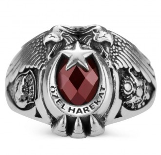 Çift Kartal Başlı Osmanlı Armalı Polis Özel Harekat Yüzüğü