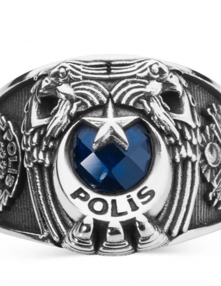 Çift Kartal Başlı Osmanlı Armalı Polis Yüzüğü