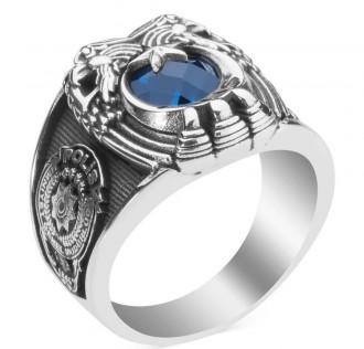 Çift Kartal Başlı Osmanlı Armalı Polis Yüzüğü 2