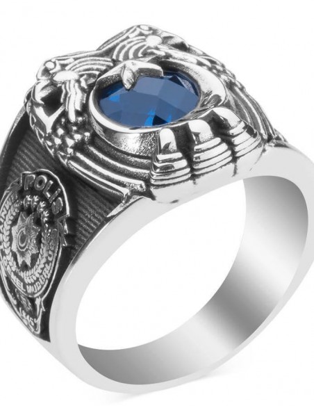 Çift Kartal Başlı Osmanlı Armalı Polis Yüzüğü